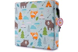 Zicac Portable Réhausseur Coussin de Siège Chaise Haute avec Boucle de Sécurité pour Repas Voyage de Bébé Bambin Enfant Tout-Petit Motif de Cartoon Animaux Coloré (Vert Clair)