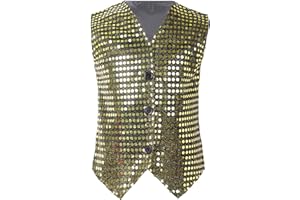 TTAO Unisex Kinder Jungen Mädchen Pailletten Weste Ärmellos Anzugweste Gentleman Party Hochzeit Glitzer Jazz Tanzbekleidung