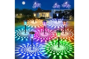 BUCASA 8 Stück Solarlampen für Außen Garten, Solarleuchten für Außen mit Wärme und RGB Modi, Wasserdicht Auto Ein/Aus Solarleuchten Garten Rasen, Terrasse, Hof, Balkon Deko Geschenke