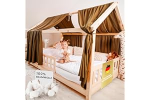 ‎LILIMAUS lilimaus Hausbett Himmel - 100% Baumwolle Betthimmel aus Musselin - Hausbett Deko - Geschenk Mädchen & Jungen - Himmelbett Vorhänge für 90x200 & 120x200 Kinderbetten - Baldachin Kinderzimmer Deko