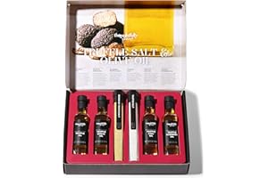 Coffret cadeau Thoughtfully Gourmet, sel à la truffe et huile d'olive, comprenant 4 huiles d'olive extra vierges de qualité supérieure, 2 sels à la truffe avec de véritables truffes, lot de 6