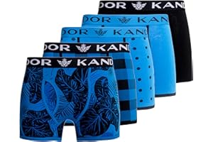 Kandor mens boxers – boxer shorts for men multipack of 5 comfortable stretch cotton men’s underwear trunks, colourful & black underpants, multi pack man briefs