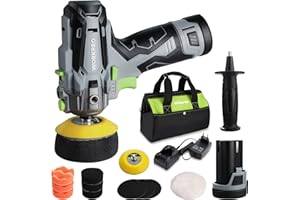 WORKPRO Mini Polisseuse sans Fil 12V φ75mm, Kit Polisseuse Voiture avec 2 Batteries 2,0Ah, 7500 tr/min, Charge Rapide en 1 Heure, avec Sac à Outils et 12 Accessoires pour Voiture, Meuble, Marbre, Bain