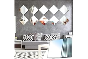 Sqinor Specchio Adesivo Quadrato Decorativi Specchi da Parete Lungo Grande per Armadio Palestra Ingresso Soggiorno Bagno (Rettifica Fine, 15x15cm, 10 Pezzi)