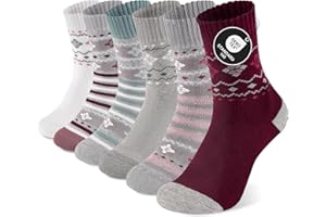 Niorasen 6 par skarpetek termicznych damskich, ciepłe skarpety zimowe, grube miękkie bawełniane skarpetki, kolorowe zabawne prezenty z wewnętrznym frotte