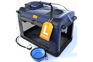 PETPROVED Jaula De Viaje para Perros, Transportador De Mascotas para Perros, Transportador Grande para Perro, Jaula Plegable para Perro, Cajas Plegables para Coches, Transportadores De Viaje