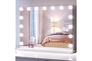 ‎SONNI SONNI Hollywood Spiegel 58x46cm Schminkspiegel mit 3 Farbtemperatur Licht 15 LED Lampens, Groß Kosmetikspiegel mit Schminkspiegel mit Touch Steuerung und Speicherfunktion der Helligkeit