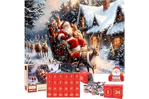 XILAYNEEN Calendrier de l'Avent Puzzle 2025,1008 Pièces 24 Jours Puzzles Calendrier de Noël,Advent Calendar 2025,Activité Familiale de Compte à Rebours,Cadeaux de Noël pour Adultes et Enfants