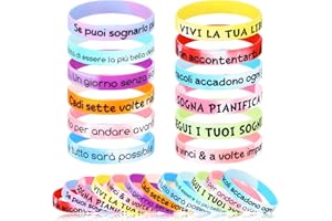 Otuuz 24 Braccialetti Bambini con Frasi Motivazionale Italiano Silicone Bracciale Amicizia Colorati Gadget Compleanno Bambini Regalo Fine Festa Compleanno Natale Adolescente Collega