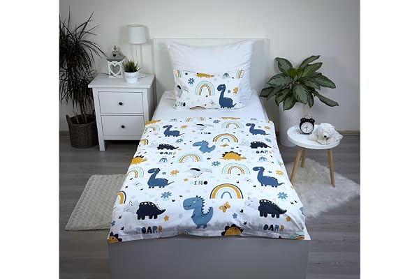 Theonoi Komplett påslakanset för barn, påslakan 100 x 135 cm + örngott 40 x 60 cm, Öko-Tex Standard-certifierad bomull, för p