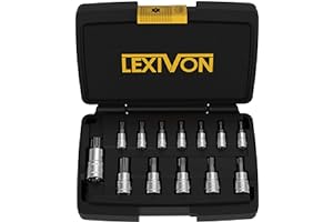 LEXIVON Torx Bit Socket Set, Premium S2 Alloy Steel | 13-Piece Star T8 - T60 Set | Enhanced Storage Case (LX-143)