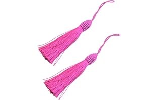 MAKHRY 20 Unids 15.5 cm / 6 Pulgadas Silk Floss Marcador Borlas con 2 Pulgadas Cord Loop y Pequeño Nudo Chino para La Fabricación de Joyas, Recuerdo, Marcadores, Accesorio de Artesanía DIY (Rosa Oscuro)