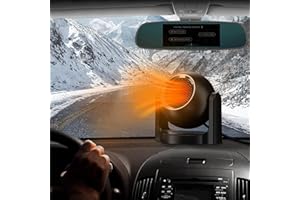 AMNF Chauffage soufflant portable 2 en 1 pour désembuage et dégivrage de pare-brise 120 W avec base rotative à 360 degrés