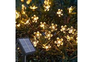 FOHIL Solar String Lights Garden, 12M 100 LED Blossom Solar Powered Fairy Lights Outdoor Decoration 8 Modes Waterproof Flower String Lights for Garde, Patio, Yard, Tree, Lawn, Wedding, Party Decorations