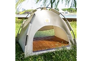 Zankie Foldable Cat Tent- Dog House, Dog Teepee Tent With A Cooling Bed Mat | Cat Tents For Outside, Breathable Washable Pet Puppy Kennel Dog Cat Folding Indoor Outdoor House Bed Tent