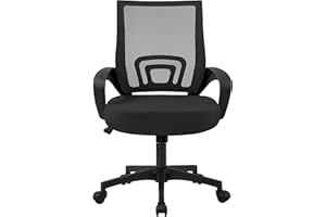 Soberine Sedia da Ufficio Scrivania con Rotelle Girevoli e Braccioli Ergonomica Lombare e con Altezza Regolabile Imbottita e Rete Traspirante Portata 136 kg Nero