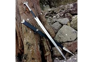 ‎UNIQUE BLADES Unique Blades Anduril-Schwert des Striders, individuell graviertes Schwert, LOTR-Nachbildung, Herr der Ringe Geschenk, Wandhalterung und Schwertscheide aus 440C-Edelstahl, grau