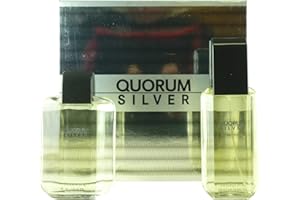 Quorum Silver De Antonio Puig Para Hombres 2 Pza. Set De Regalo (Eau De Toilette Vaporizador 3.4 Oz + Loción Después Del Afeitado 3.4 Oz)