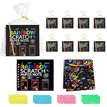 Mocoosy Juego de 60 piezas de papel artístico para rascar para niños - Arcoíris Scratch Art Creativo Dibujar de Rascar Kit con 4 plantillas 5 lápices de madera para fiestas niñas niños