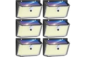kolpop 6 Paquete/208 LED Luz Solar Exterior con Sensor de Movimiento, 3 Modos Focos Led Exterior Solares, IP65 Impermeable Lampara, Luces Solares Led Exterior para Jardín, Garaje, Calle, Patio