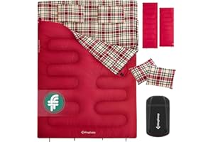 ‎KINGCAMP KingCamp Podwójny śpiwór zimowy dla 2 osób, ciepły śpiwór do użytku na zewnątrz, przenośny, lekki, 3-4 pory roku, z 2 poduszkami flanelowymi, śpiwór kempingowy, dla dzieci i dorosłych, 4 kg