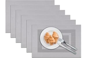MARYSGIFT Place Mats Set of 6 Heat Resistant Table Mat Washable Non Slip Resistant Kitchen Party Restaurant Hotel Easy to Clean Placemats Grey