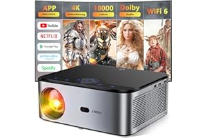 XIWBSY Beamer 4K Heimkino, 18000 Lumen LED Beamer Full HD Android 9.0, 5G WiFi Projektor Bluetooth YouTube Netfix, 8000+ Apps, Smart Beamer 300" Display…