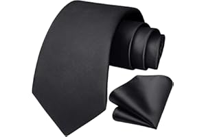 HISDERN Cravatta Uomo Elegante Extra Lungo Cravatta e Fazzoletto Set Cravatte e Pochette Seta per Matrimonio Festa 160 cm
