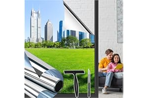 Niviy Pellicola per Vetri Finestre 44.5 x 200CM Pellicola Specchio Autoadesive Protezione Privacy Finestre Anti-UV,Controllo del Calore Adatto per Camera da Letto, Ufficio e Cucina