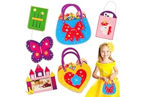 Vicloon 6PCS Confezione da Cucito in Feltro per Bambini, Kit Fai Da Te in Feltro, Bambini Regali Creativi e Materiali Artigianato, Kit da Cucire Set per Bambini Educativi e Principianti (Borsetta)