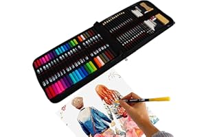LIAKAI 24 Stylo Aquarelle Feutres Coloriage +24 Crayons à Croquis de Accessoires, pour Professionnel Dessin,Coloriage Mandala, Convient Enfants et Adultes