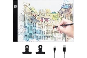 Coolzon Mesa de Luz A4 Para Calcar, Tableta LED Portátil Con Brillo Ajustable y Cable USB - Para Animación, Bocetos, Diseño, Dibujo y Pintura de Diamante 5D