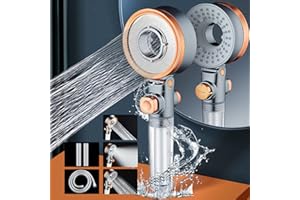 WENOSDA Duschkopf Sparduschkopf Wassersparend, Hochdruck Handbrause mit 1,5 M Schlauch & 2 Filter,3 Strahlarten,Massage Duschkopf Wasserspar Regendusche (Orange)
