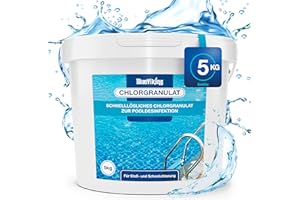 BLUEVIKING Chlor Granulat 5kg - Schockchlorung für Pools, schnelllöslich, klarer Pool, Erstanwendung