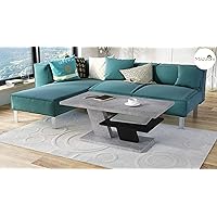 Mazzoni Design Couchtisch Tisch Cliff Wohnzimmertisch 110x60x45cm mit Ablagefläche (Betonoptik/Schwarz matt)