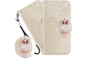 LEMAXELERS Galaxy S21 Ultra Hülle,Samsung Galaxy S21 Ultra Handyhülle Glitzer Diamant Eule Blume Prägung Flip Case PU Leder Cover Schutzhülle Handytasche für Samsung Galaxy S21 Ultra,YK Owl Gold