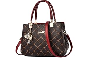 FORRICA Borsa a Mano Donna Borsa a Tracolla Squisito Ciondolo Borsetta Elegante Foglia di Acero Borse a Spalla Pelle PU Manico Rosso B