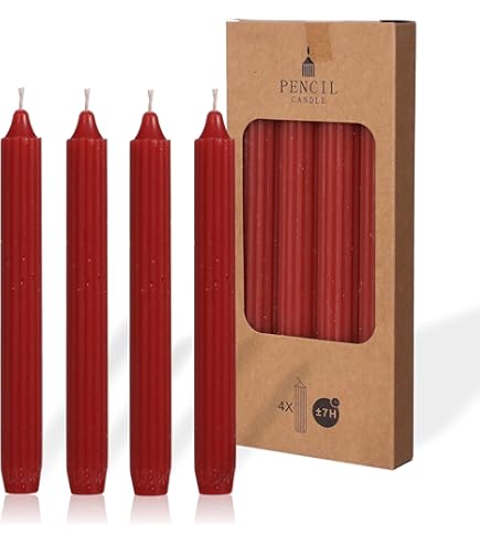 COMFORDER Set staafkaarsen, 4x tafelkaarsen effen geribbeld, 20 cm, 7 uur brandduur (Mosgroen