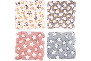 Ziyonix 4 Pièces TAPIS de LIt Lapin LITS pour LapinS Hamster Lits en PelUche pour Petits Animaux Warm Fluffy TAPIS LAPIN pour Petit Animal, Cochon D'Inde, Écureuil, Hamster 30 x 30 cm