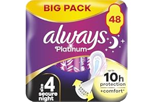 Always Platinum Secure Night Size 4 Sanitary Towels Wings VP 4x12ct