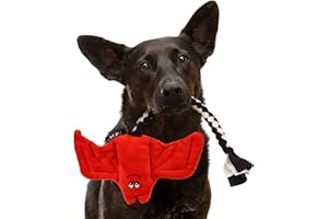 FAVPET Juguete de Peluche para Perros Bat, Juguete Chirriante para Perros Grandes, Juguete Chirriante para Perros Pequeños de Peluche, Divertido Juguete para Cachorros de Peluche (Rojo)