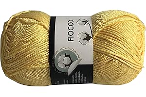 filati italiani Cotone Fiocco. 100% Cotton, 50g (125m) per Uncinetto e Maglieria (Giallone - 7228)