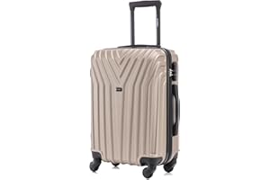 R.Leone Valigia EasyJet 45x36x20 cm Trolley Bagaglio a mano in ABS 4 Ruote 9001 (Oro, XS Bagaglio Low cost)