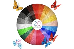 Filament d'impression 3D AQTAQ PLA 1,75 mm, 20 couleurs, recharge PLA pour stylo 3D, idéal pour la conceptiond'artisanat,100 mètres au total, compatible avec la plupart des stylos d'impression 3D