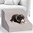 Verla Dog Steps for Bed, 2-Step Ladder for Small Dogs & Cats, High Density Foam Pet Stairs for Couch, Sofa & Bed, Soft & Non-Slip Surface, Grey, (DS-01)