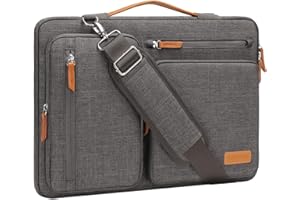 ‎MOSISO MOSISO 360 Schütz Laptoptasche 16 Zoll, 15-15,6 Zoll Umhängetasche Kompatibel mit MacBook Pro 16, HP, Dell, Lenovo, Asus, Seite Offen Schultertasche mit 4 Reißverschlusstaschen&Griff, Taupe Grau
