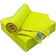SOFTSPUN Microfiber Cloth - 4 pcs 40x40 cms 340 GSM Yellow Thick Lint & StreakFree Multipurpose Cloths Automotive Microfibre Towels for Car Bike Cleaning Polishing Washing & Detailing.