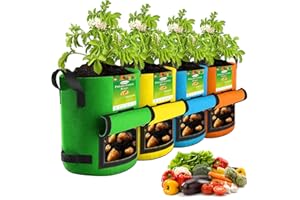 VJJXUU 4Packs Colorful Potato Grow Bags, Heavy Duty Potato Bags for Growing Potatoes, Potato Planter, Muticolor, Felt Fabric, 10 Gallon