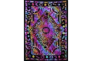 INDIAN CRAFT CASTLE ICC - Tapiz para colgar en la pared, diseño bohemio con sol y sol, color morado