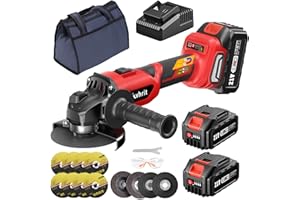Avhrit Cordless Angle Grinder 115mm, 21V Cordless Grinder Brushless with 2X 4.0Ah Batteries, 9500 RMP for Cutting Wheels, Flap Wheels for Cutting & Grinding